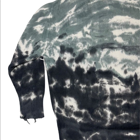 Young Fabulous & Broke Distressed Sweater Blue Tie Dye Oversized Mock Neck Tunic - Picture 11 of 16